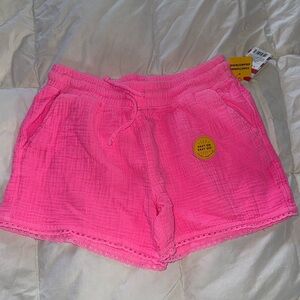 Cat & Jack Girl Size 10/12 Neon Hot Pink Spot Your Child Quick Pink Gauze Shorts